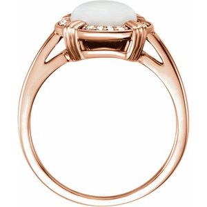 14K Rose Gold Natural White Opal & .08 CTW Natural Diamond Ring