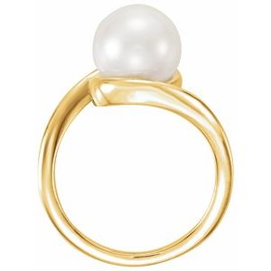 14K Yellow Gold 7.5-8.0 mm Cultured White Freshwater Pearl Ring