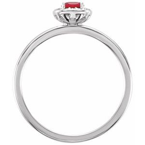 Platinum Lab-Grown Ruby & .04 CTW Natural Diamond Halo-Style Ring