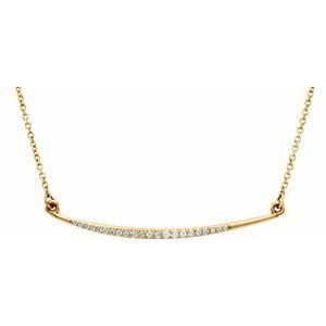 14K Yellow Gold 1/8 CTW Natural Diamond Curved Bar 16" Necklace