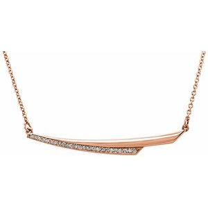 14K Rose Gold .08 CTW Natural Diamond Bar 17.5" Necklace