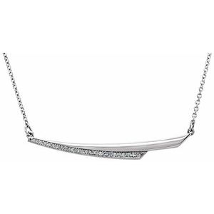 14K White Gold .08 CTW Natural Diamond Bar 17.5" Necklace