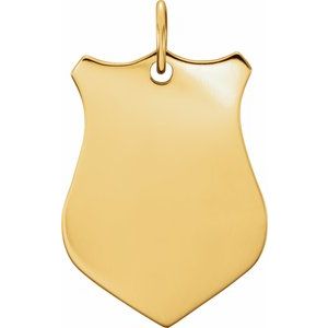 18K Yellow Gold Vermeil Engravable Sheild Pendant