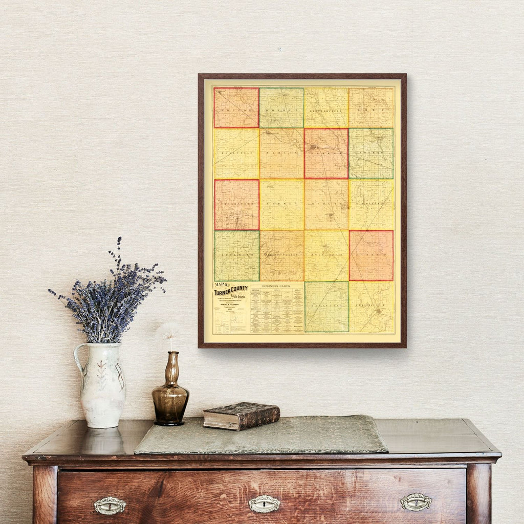 Vintage Map of Turner County, South Dakota 1893