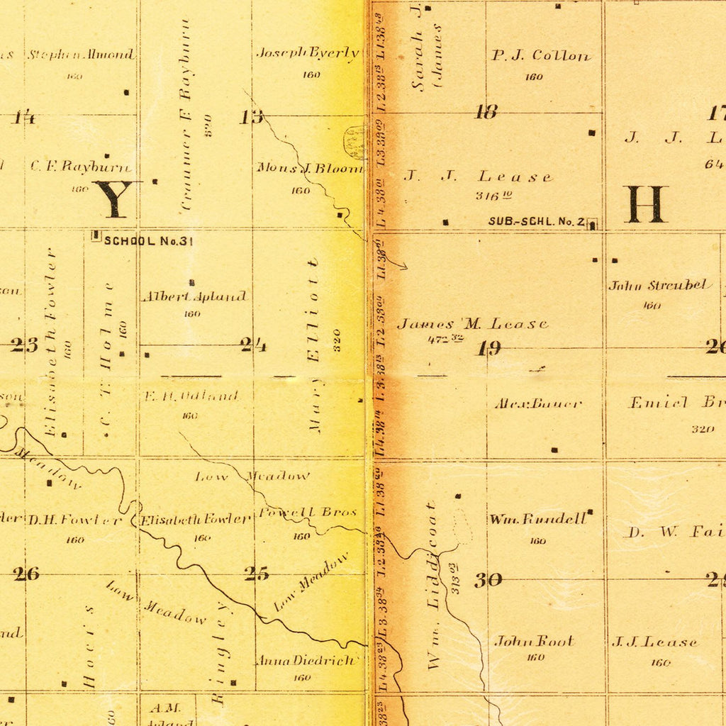 Vintage Map of Turner County, South Dakota 1893
