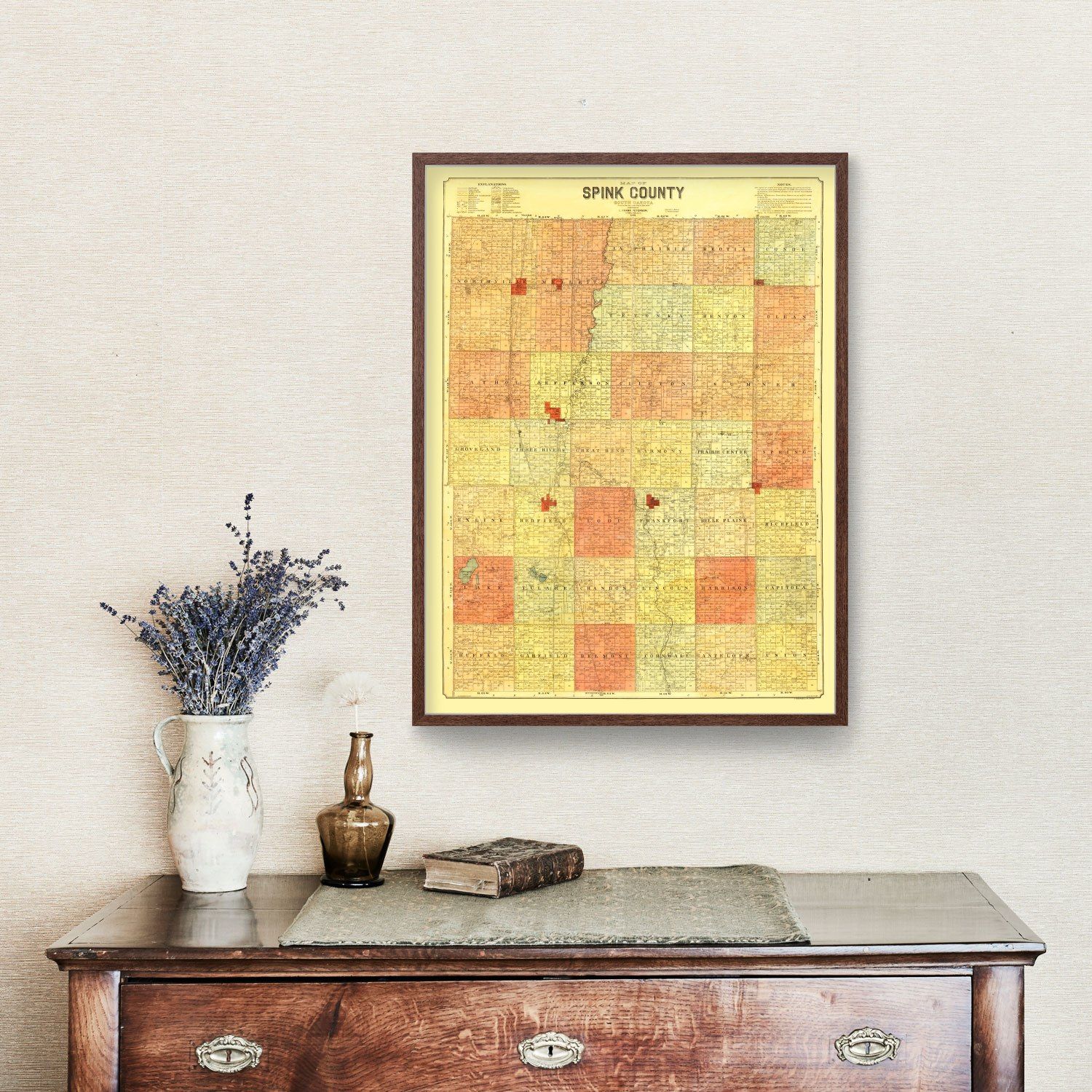Vintage Map of Spink County, South Dakota 1899