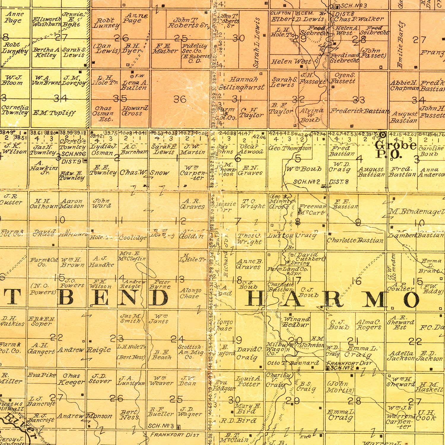 Vintage Map of Spink County, South Dakota 1899