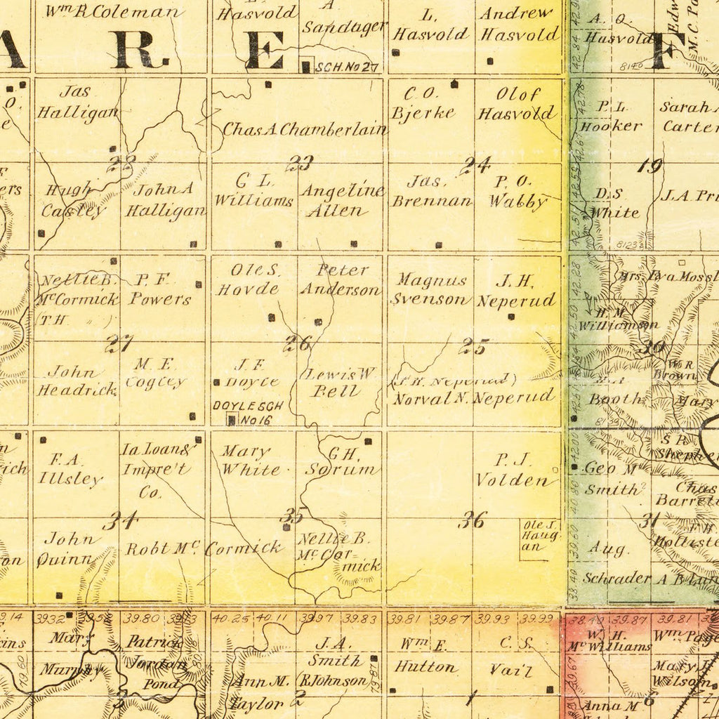 Vintage Map of Moody County, South Dakota 1896