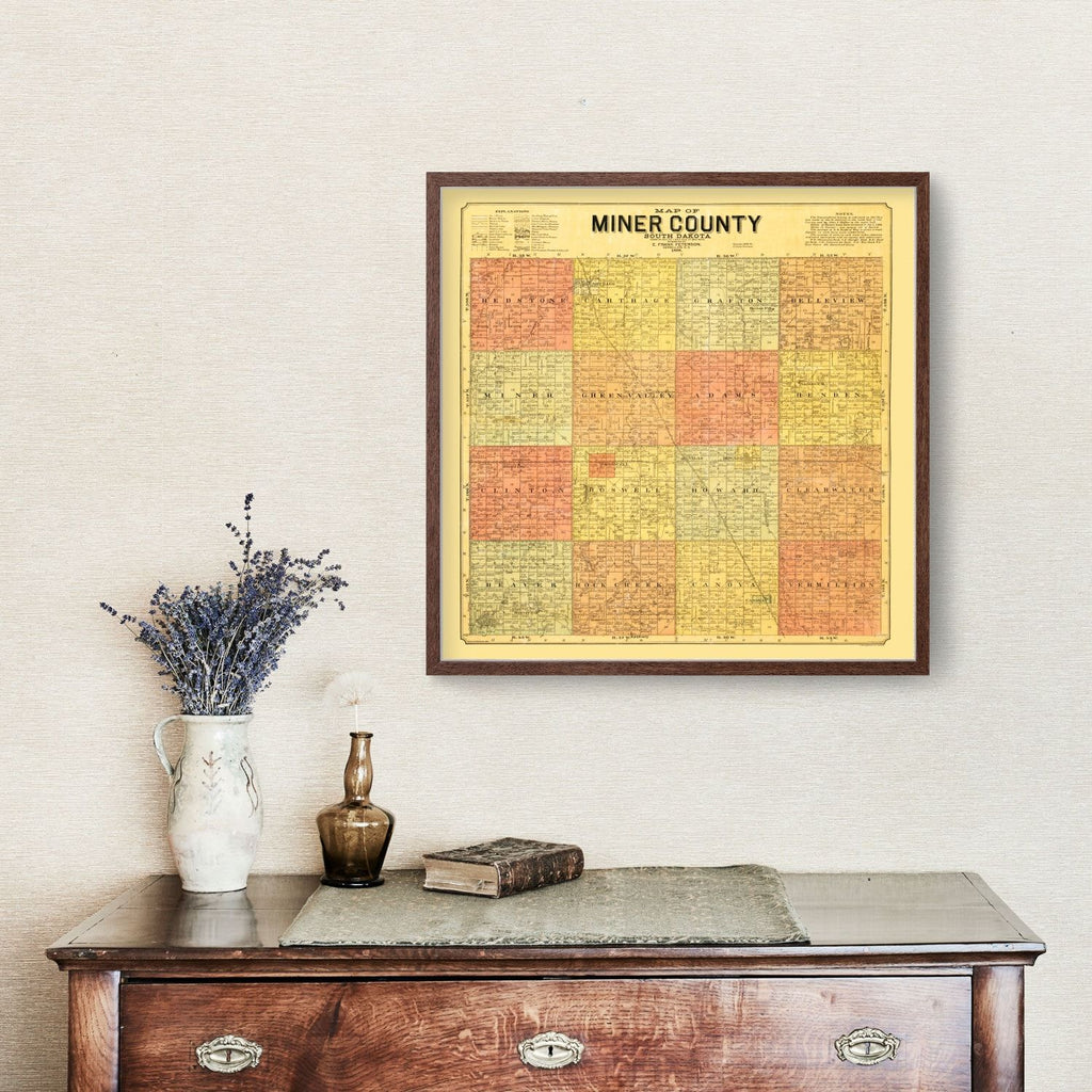 Vintage Map of Miner County, South Dakota 1898
