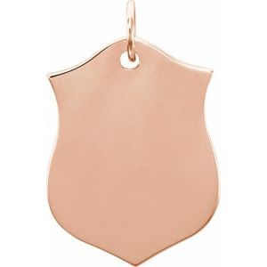 14K Rose Gold Engravable Shield Pendant