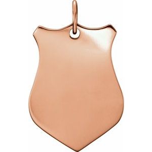 14K Rose Gold Engravable Sheild Pendant