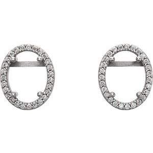 14K White Gold 6x4 mm Oval 1/6 CTW Natural Diamond Semi-Set Earrings – image 2