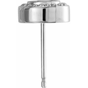 Platinum 4.1 mm Round Beaded Earring Mounting – image 2