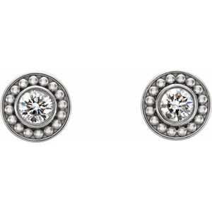 14K Rose Gold 4.1 mm Round Beaded Earring Mounting – image 4