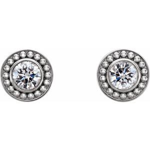 Platinum 1/2 CTW Natural Diamond Beaded Earrings – image 2