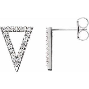 14K White Gold 1/4 CTW Natural Diamond Triangle Earrings