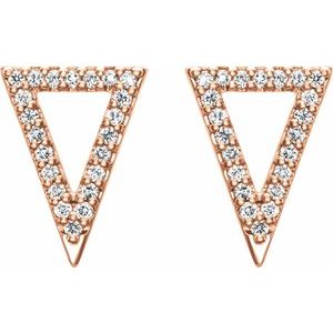 14K Rose Gold 1/4 CTW Natural Diamond Triangle Earrings – image 2