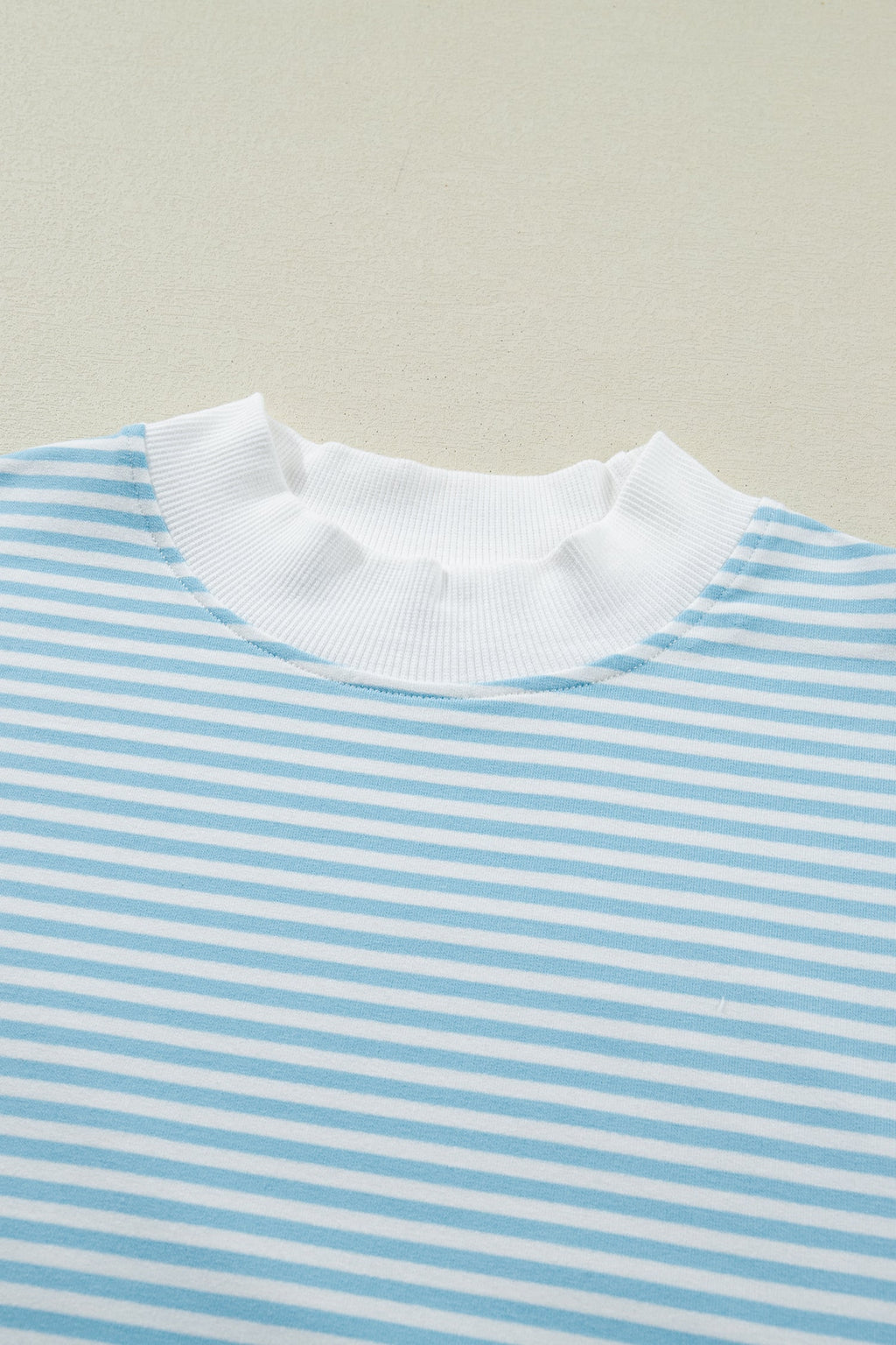 Stripe Contrast Mock Neck Tee & Shorts Set