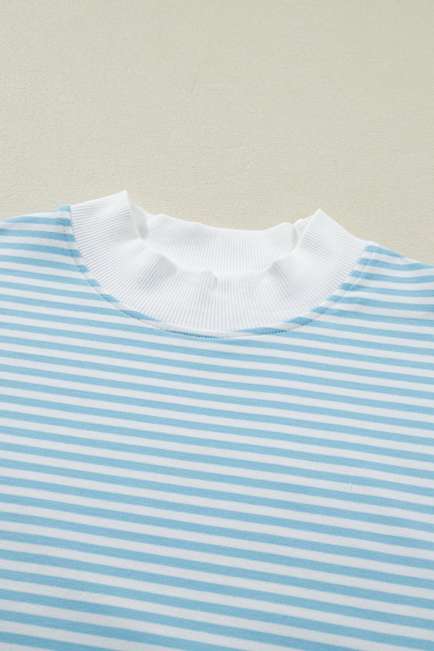 Stripe Contrast Mock Neck Tee & Shorts Set