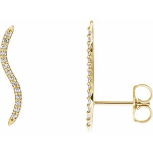 14K Yellow Gold 1/6 CTW Natural Diamond Ear Climbers