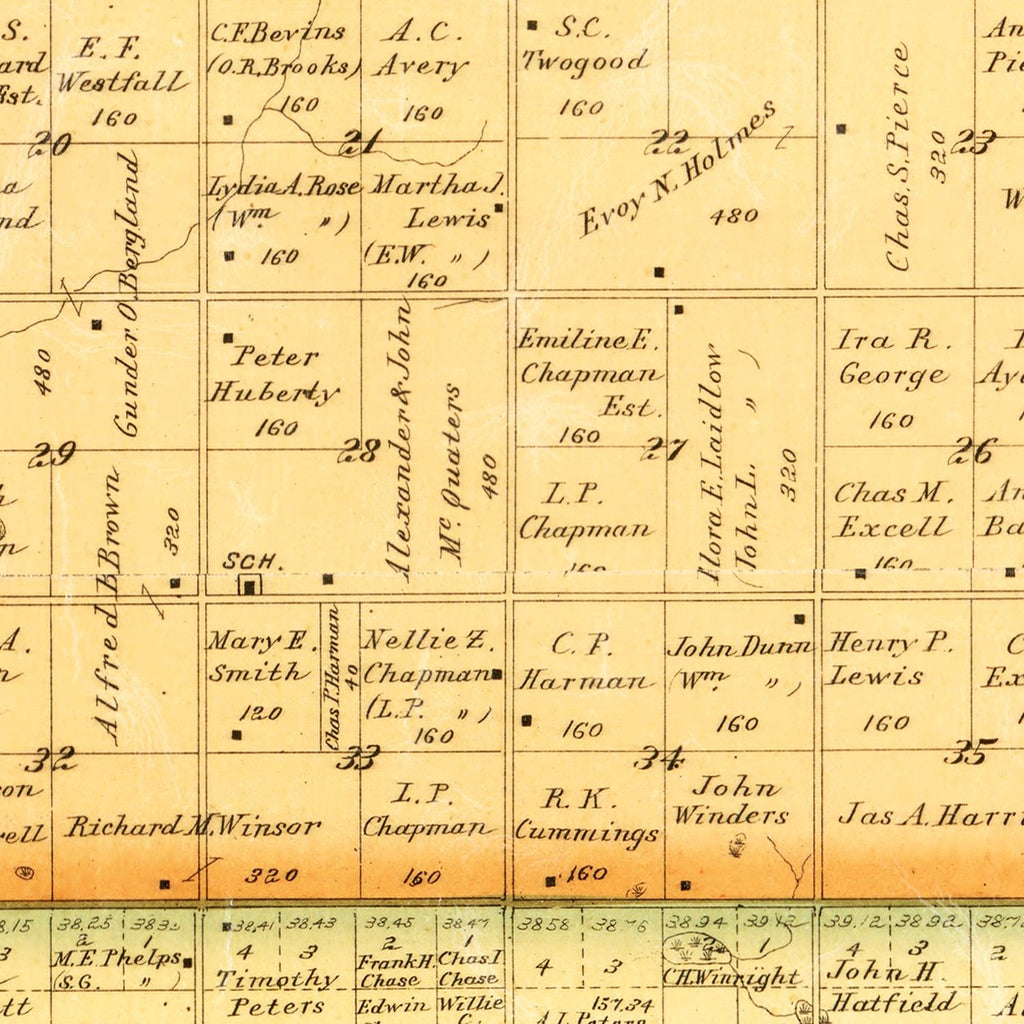 Vintage Map of Hanson County, South Dakota 1893