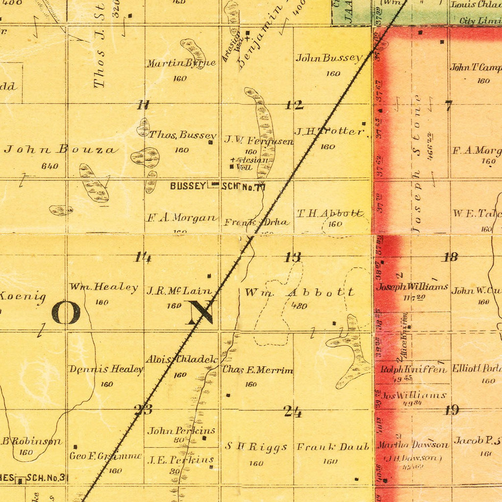 Vintage Map of Bon Homme County, South Dakota 1893