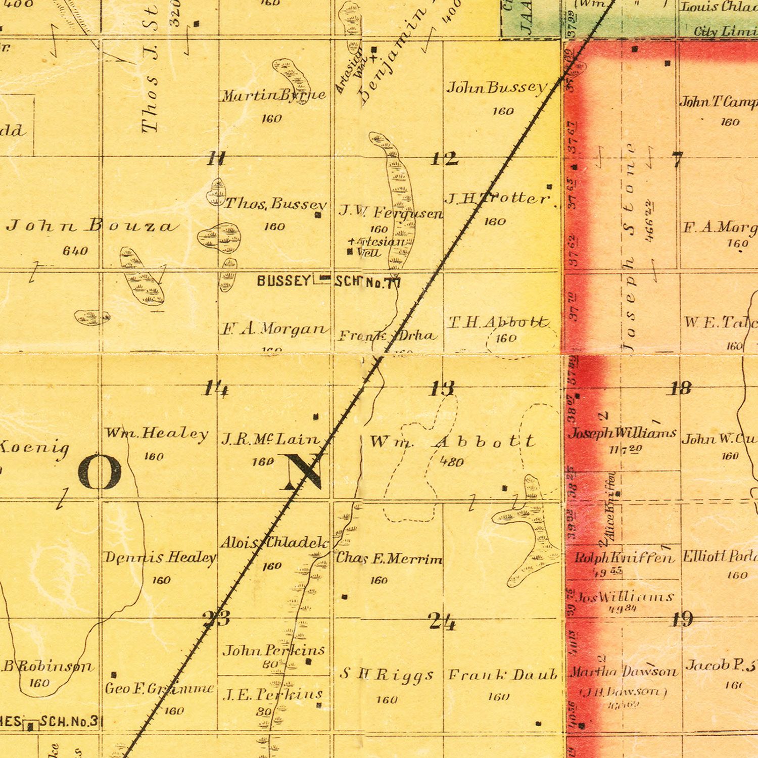 Vintage Map of Bon Homme County, South Dakota 1893