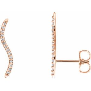 14K Rose Gold 1/6 CTW Natural Diamond Ear Climbers