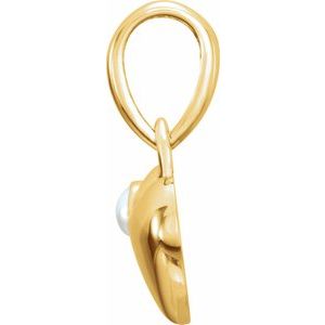 14K Yellow Gold Freshwater Cultured Pearl Heart Pendant