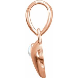 14K Rose Gold Freshwater Cultured Pearl Heart Pendant