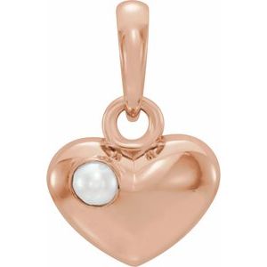14K Rose Gold Freshwater Cultured Pearl Heart Pendant