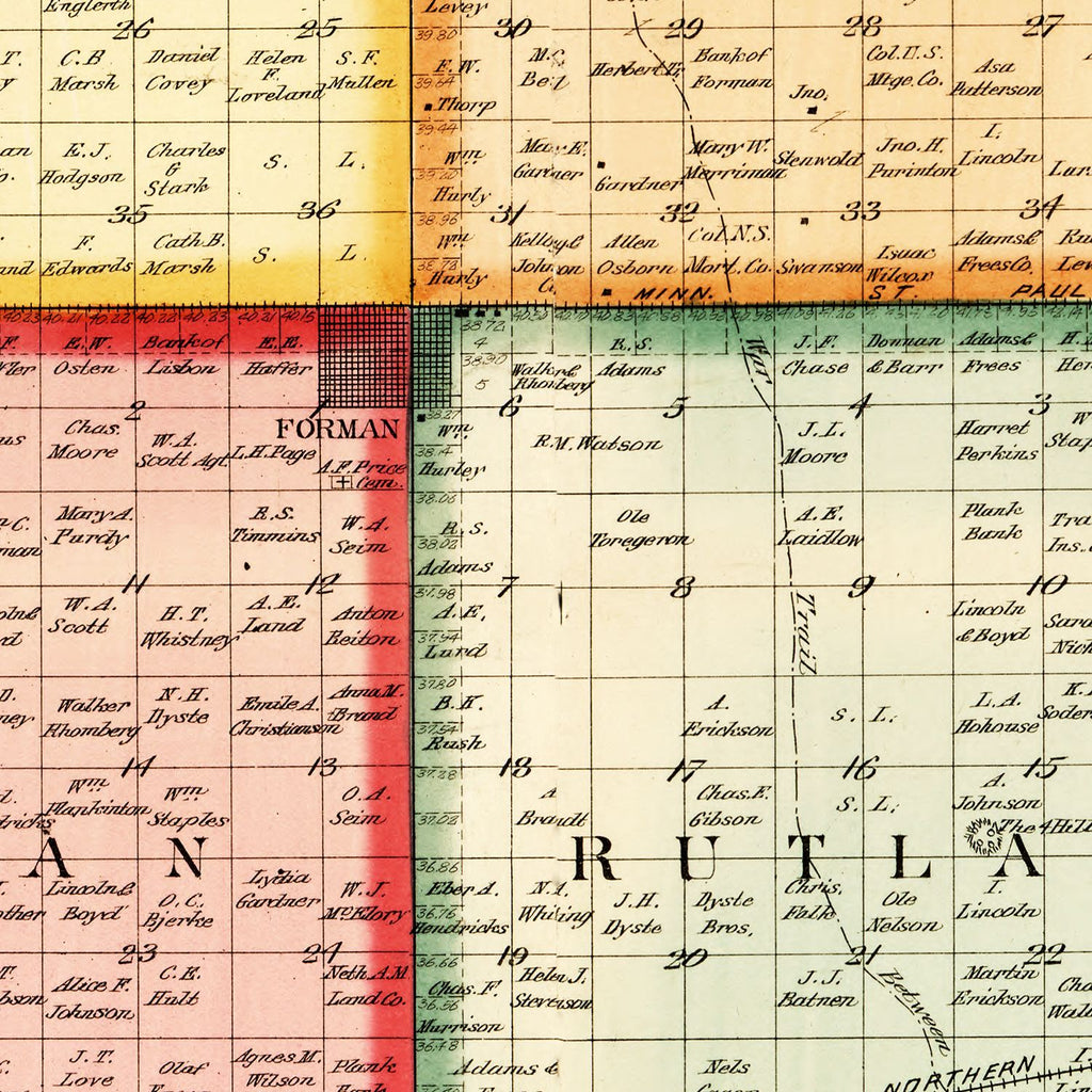 Vintage Map of Sargent County, North Dakota 1899