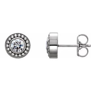 14K White Gold 1/2 CTW Natural Diamond Beaded Earrings