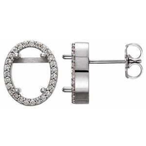 14K White Gold 6x4 mm Oval 1/6 CTW Natural Diamond Semi-Set Earrings