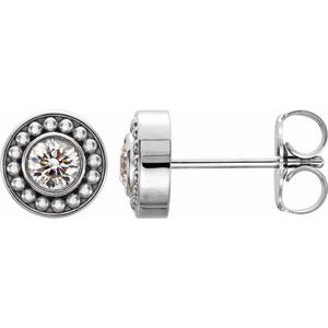 14K White Gold 1/4 CTW Natural Diamond Beaded Earrings