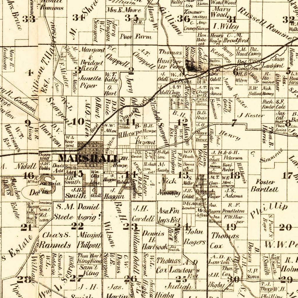 Vintage Map of Saline County, Missouri 1871