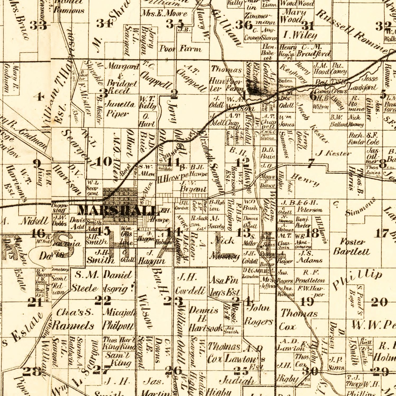 Vintage Map of Saline County, Missouri 1871
