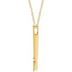 14K Yellow Gold .015 CT Natural Diamond Bar 16-18" Necklace