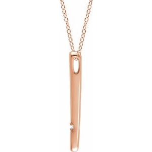 14K Rose Gold .015 CT Natural Diamond Bar 16-18" Necklace