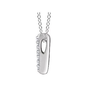 14K White Gold .05 CTW Natural Diamond Bar 16-18" Necklace