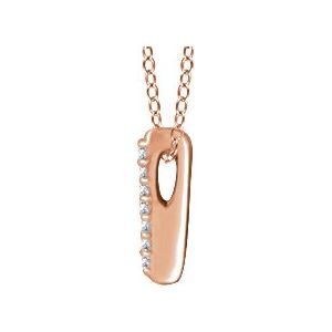 14K Rose Gold .05 CTW Natural Diamond Bar 16-18" Necklace