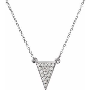 Platinum 1/6 CTW Natural Diamond Triangle 16" Necklace