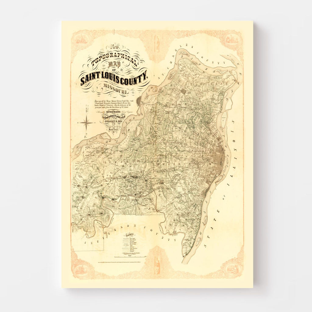 Vintage Map of Saint Louis County, Missouri 1857