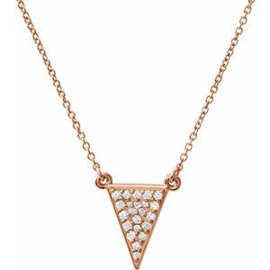 14K Rose Gold 1/6 CTW Natural Diamond Triangle 16" Necklace