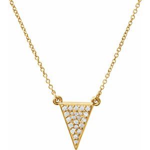 14K Yellow Gold 1/6 CTW Natural Diamond Triangle 16" Necklace