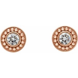 14K Rose Gold 1/5 CTW Natural Diamond Beaded Earrings – image 2