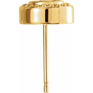 14K Yellow Gold 4.1 mm Round Beaded Earring Mounting – image 2