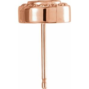 14K Rose Gold 4.1 mm Round Beaded Earring Mounting – image 2