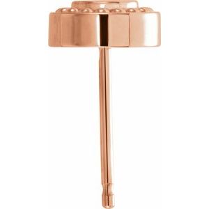 14K Rose Gold 3 mm Round Beaded Earring Mounting – image 2