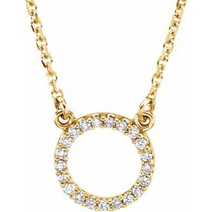 14K Yellow Gold .08 CTW Natural Diamond Circle 16" Necklace